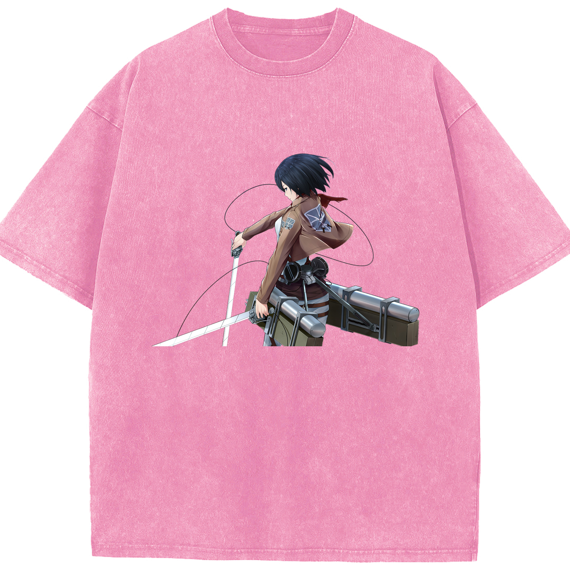 （画像用） 進撃の巨人 ミカサ·アッカーマン Attack on Titan Mikasa Ackerman 綿100% ヴィンテージ風 半袖Tシャツ（フロントプリント）